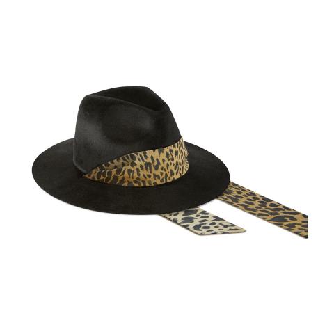 Lady Fedora 6,5 cm - Velour black - animalier