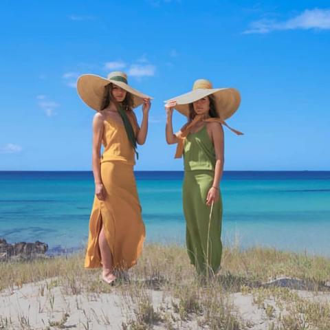 Rossella-olive-green-ribbon-straw-beach-hats-Montegallo 