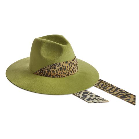 Big Fedora 9 cm - Velour verde - animalier