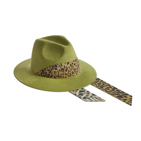 Lady Fedora 6,5 cm - Velour green - animalier