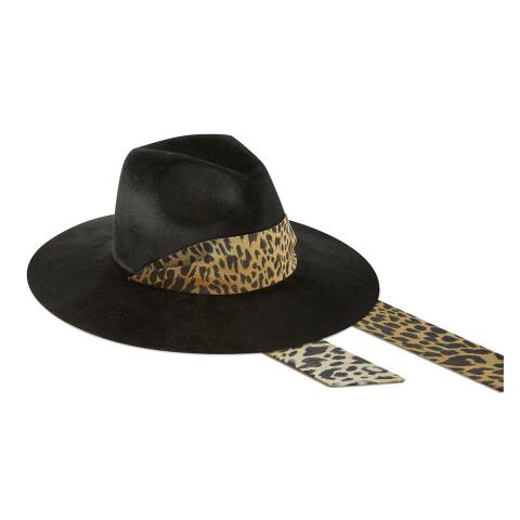 Big Fedora 9 cm - Velour black - animalier